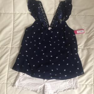 NWT! Navy ruffle tank